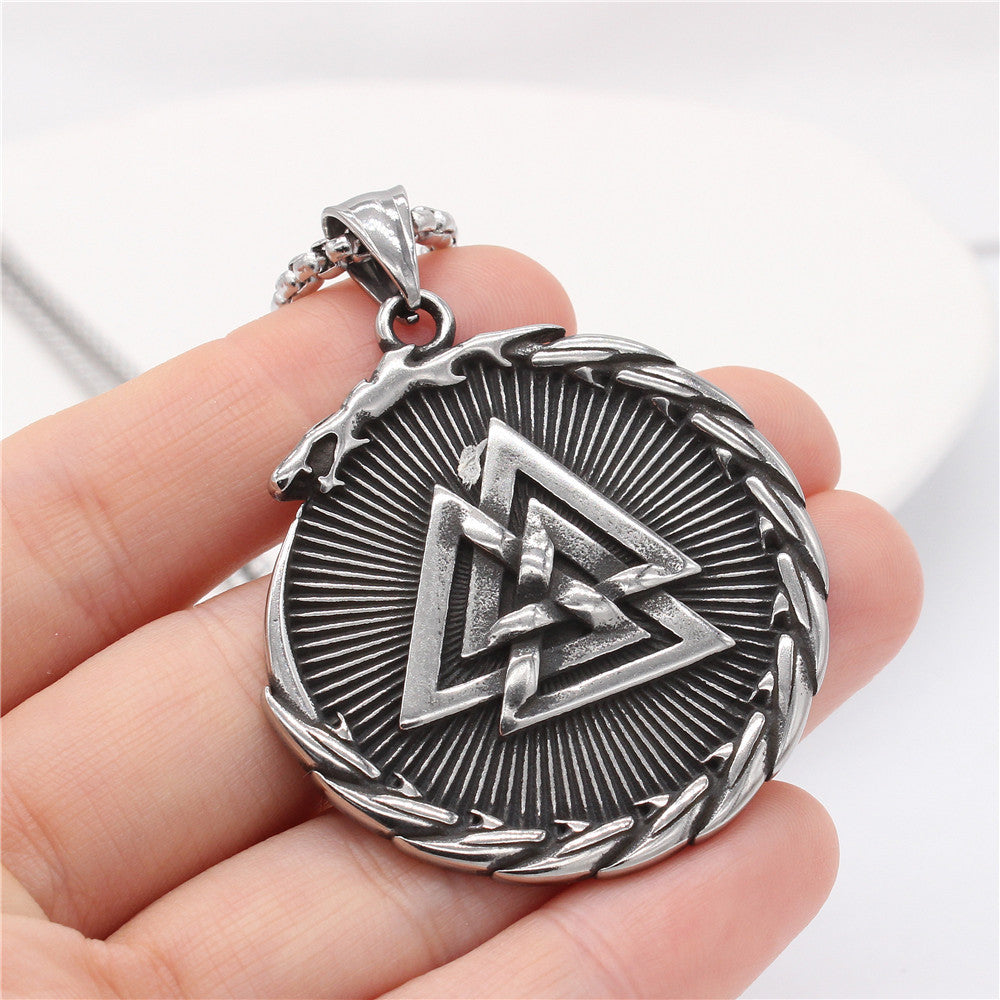 Planderful Titanium Steel Pendant Unisex Viking Retro Style Premium For Men Women Protection Statement Jewelry