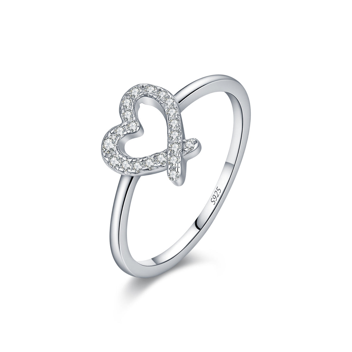 S925 Sterling Silver Irregular Heart Moissanite Ring