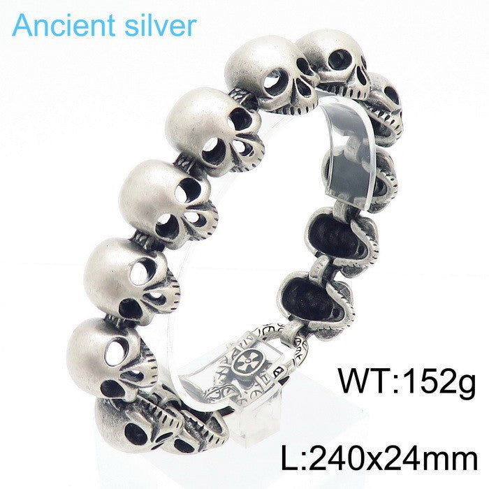 Planderful Titanium Steel Skull Bracelet For Men Trendy