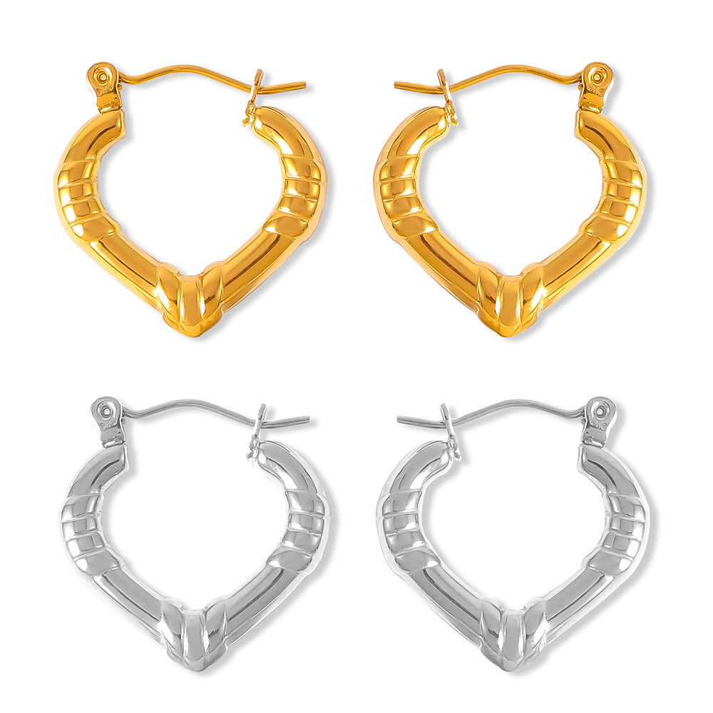 Geometric Texture Gold-Plated Titanium Steel Ear Buckle
