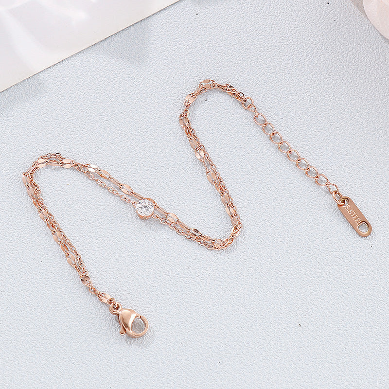 Double-Layer Stainless Steel Women's Bracelet – Commuting Zircon For Girlfriend