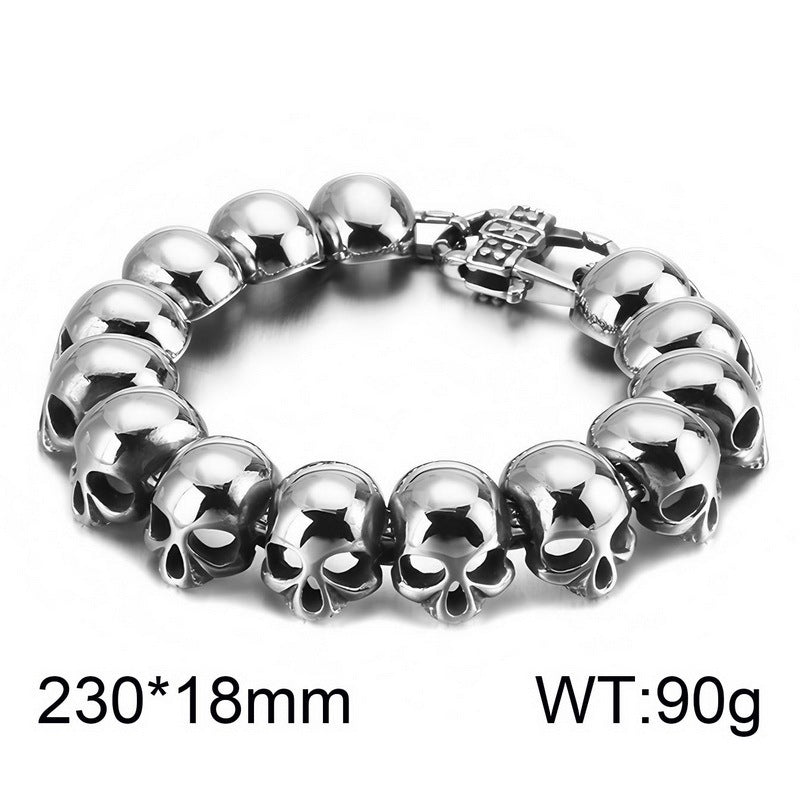 Punk Style Goth Ghost Head Bracelet Hip Hop Rock Three-Dimensional Skull Vacuum Plated