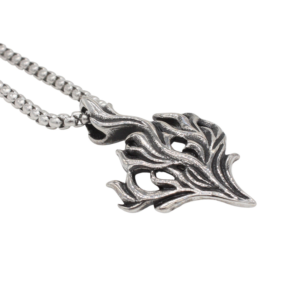 Planderful Jewelry Mens Titanium Pendant Vintage Flame