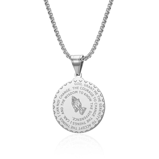 Steel Necklace - Statement Prayer Hand