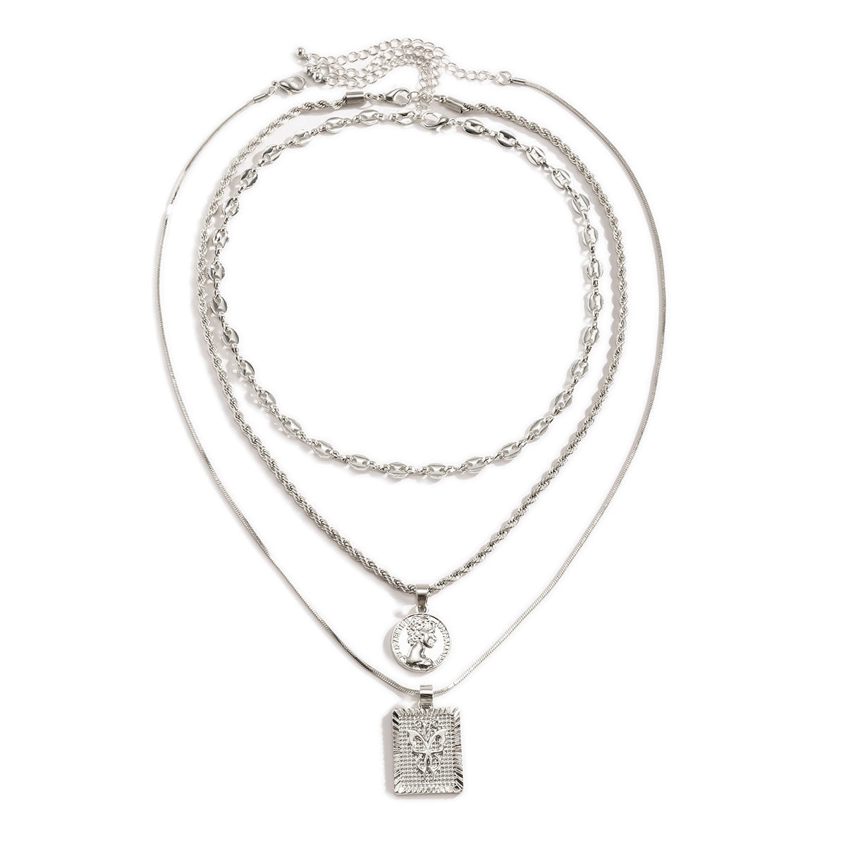Planderful Butterfly Portrait Multi Layer Necklace Set Vienna Verve For Hip Hop Fashion Lovers
