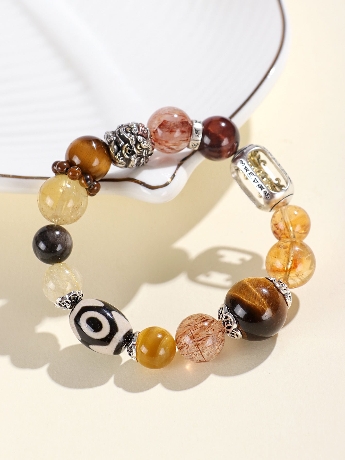 Planderful Fortune's Favor Bracelet – Original Design with Tiger's Eye and Dzi Beads
