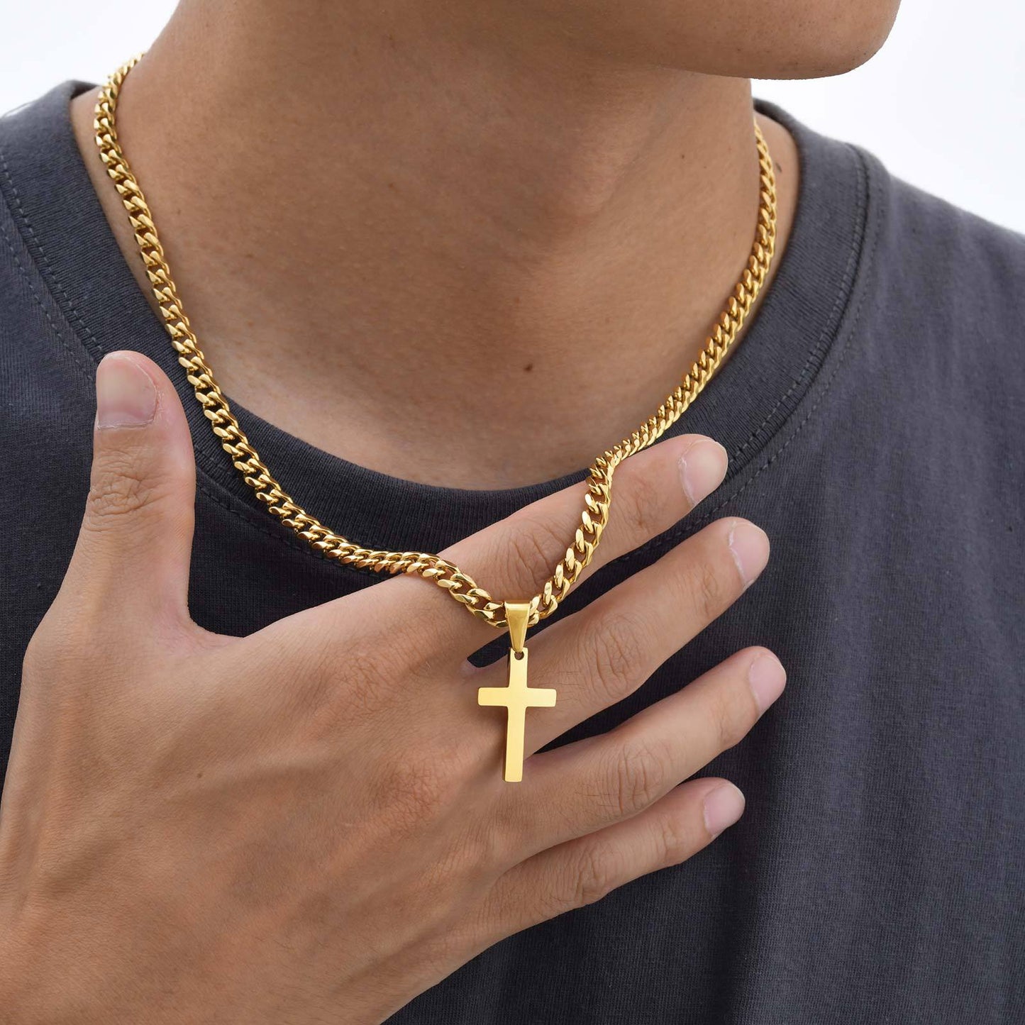Planderful Stainless Steel Cross Necklace For Men Hip Hop
