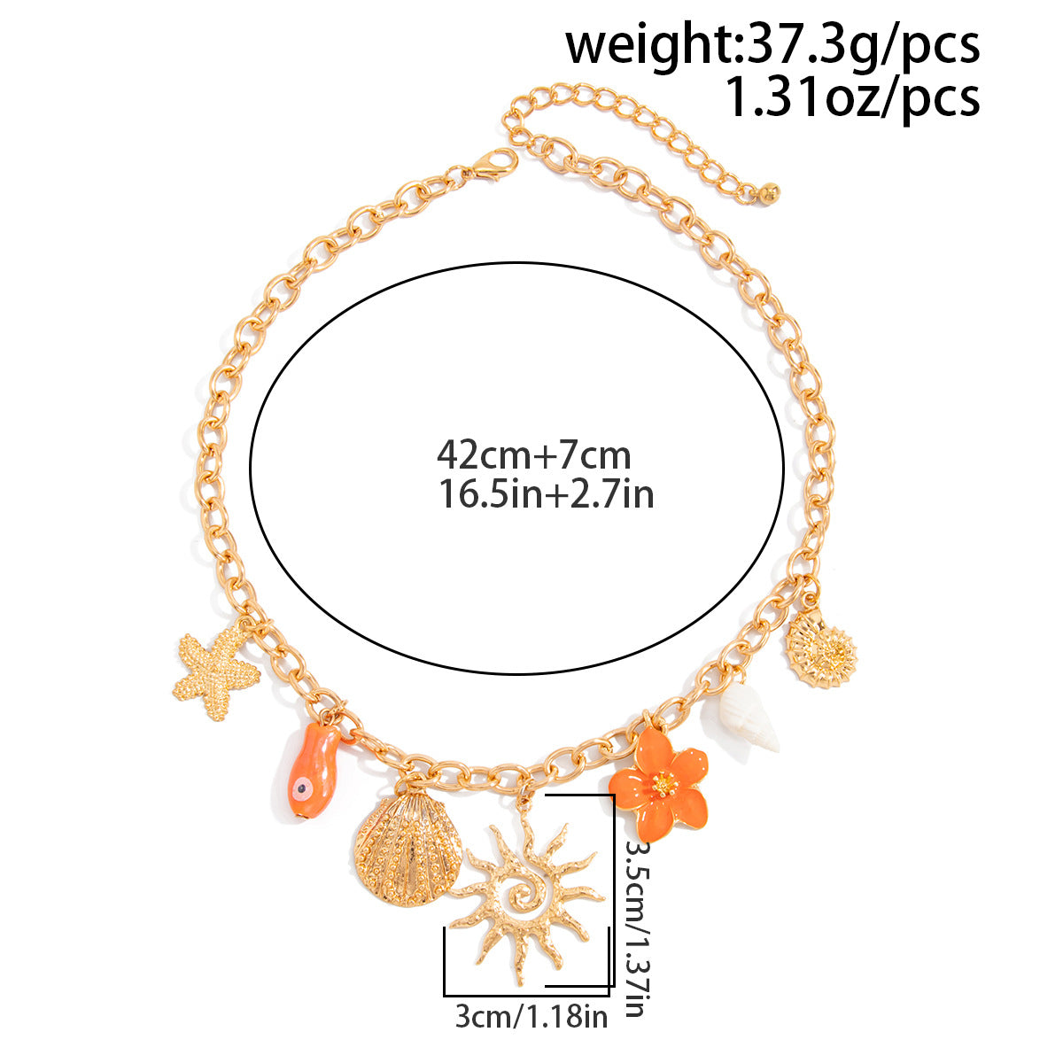 Shell, Seahorse & Fishtail Coastal Necklace