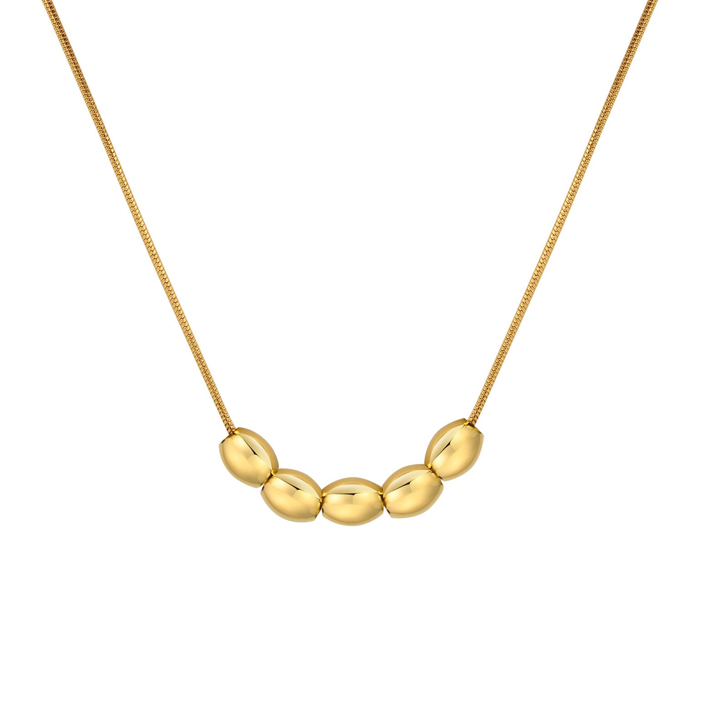 Stainless Steel Ladies Simple Round Snake Chain Necklace Gold