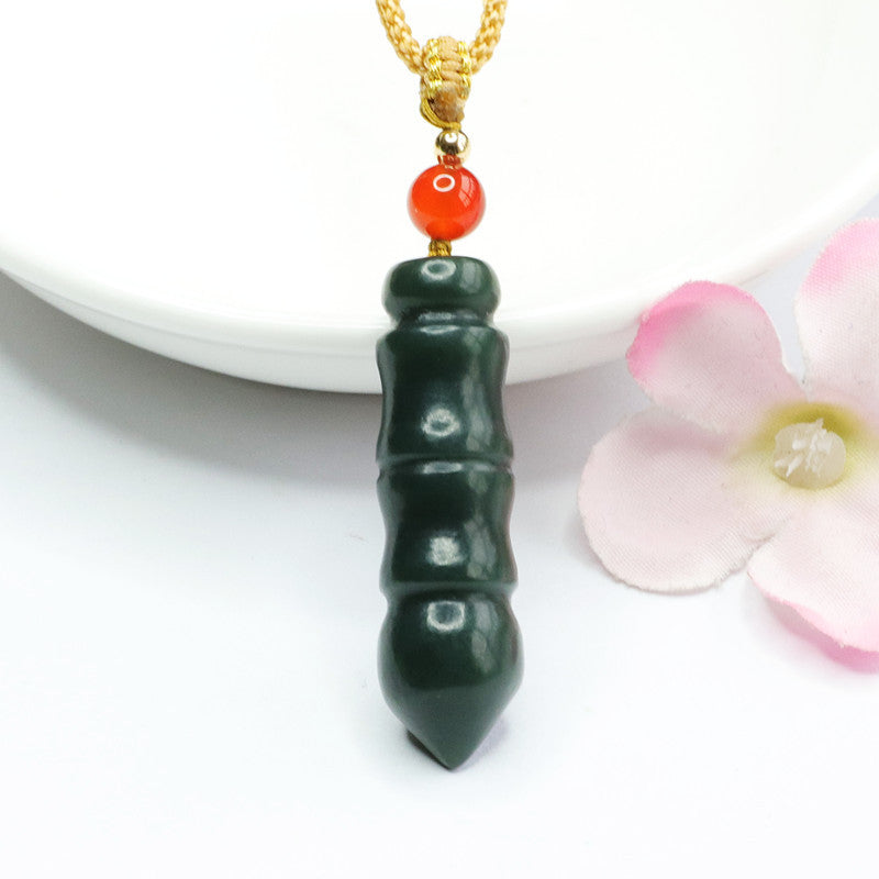 Taqing Hetian Jade Calligraphy Brush Pendant