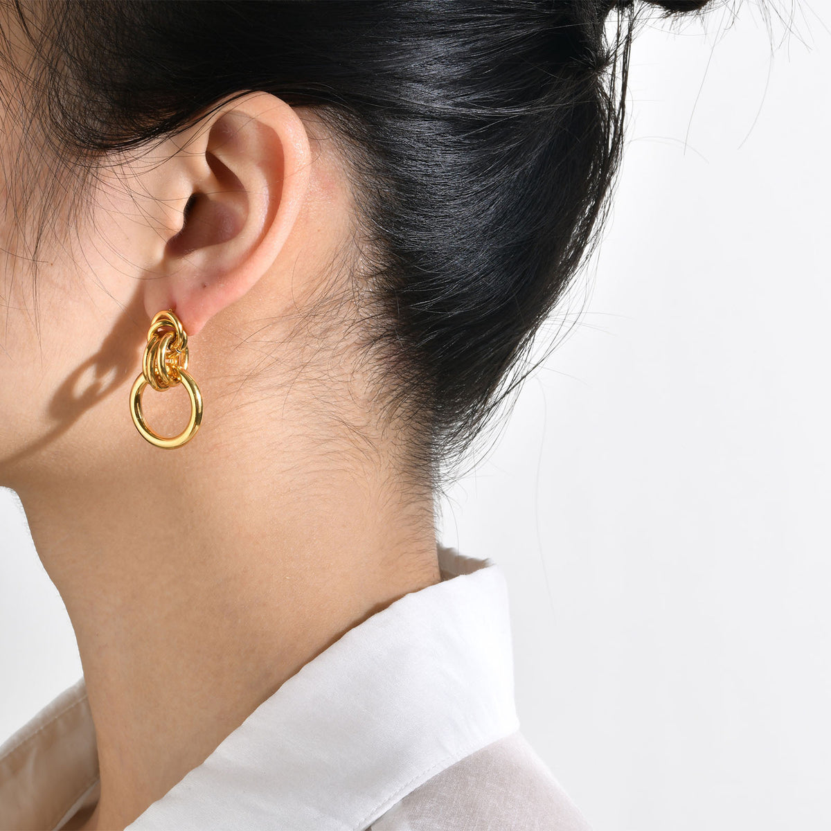 Modern Gold-Tone Stainless Steel Earrings