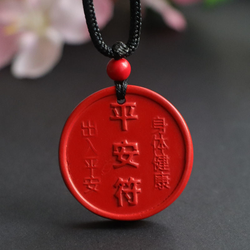 Red Cinnabar Sand Protective Talisman Pendant with Sterling Silver Craftsmanship