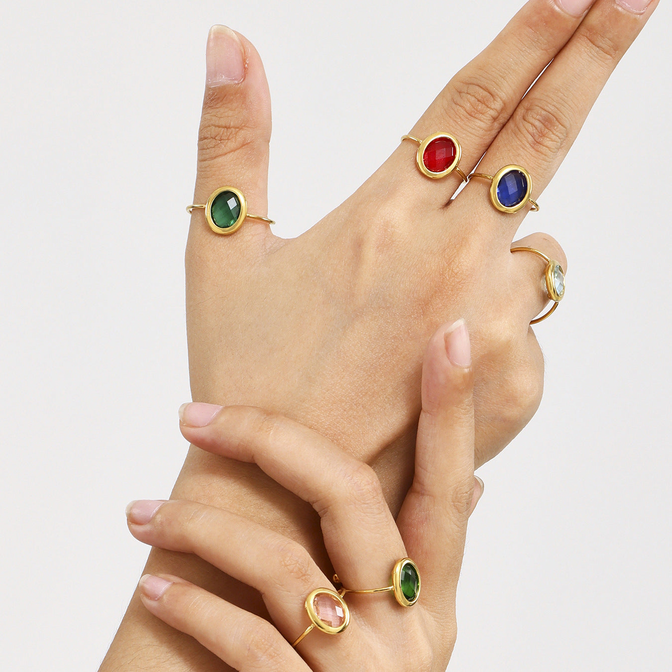 Planderful Glass Ball Index Finger Ring Gold Plated Women