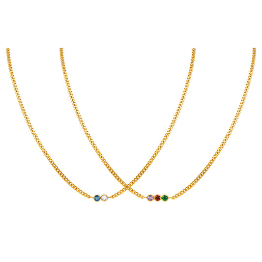 Stainless Steel European – American Cuban Chain Stylish White Blue Zircon Colored Necklace