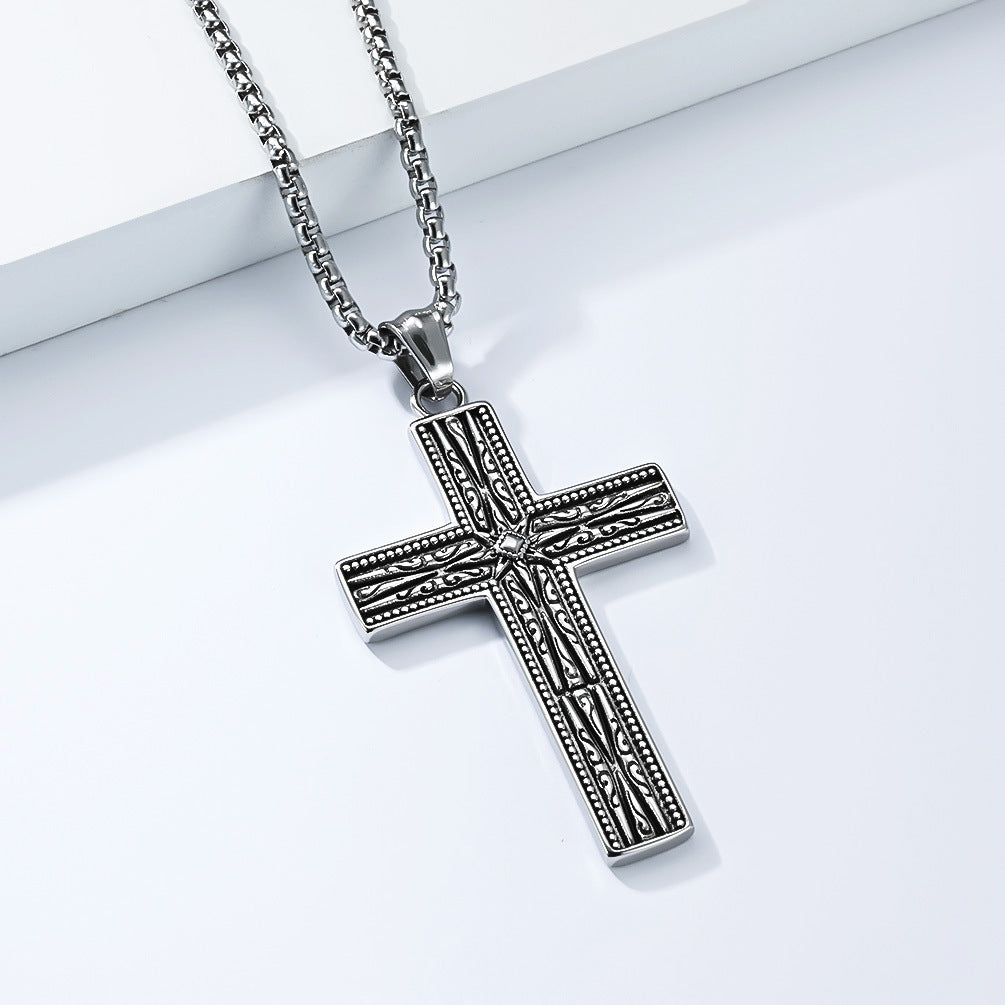 Planderful Gothic Cross Necklace For Men Unisex Durable Stainless Steel Pendant Non Fading Vintage Retro Style Statement