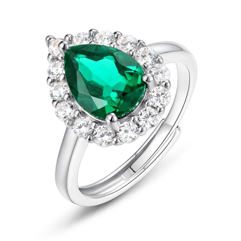 Planderful Jewelry Gala Fireworks Lab Grown Emerald Ring In Sterling Silver With Zircon Halo