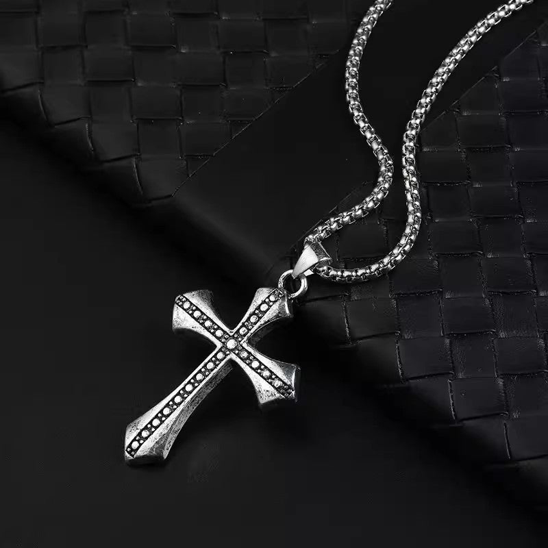 Planderful Jewelry Mens Stainless Steel Cross Necklace Domineering Fashion Pendant For Men