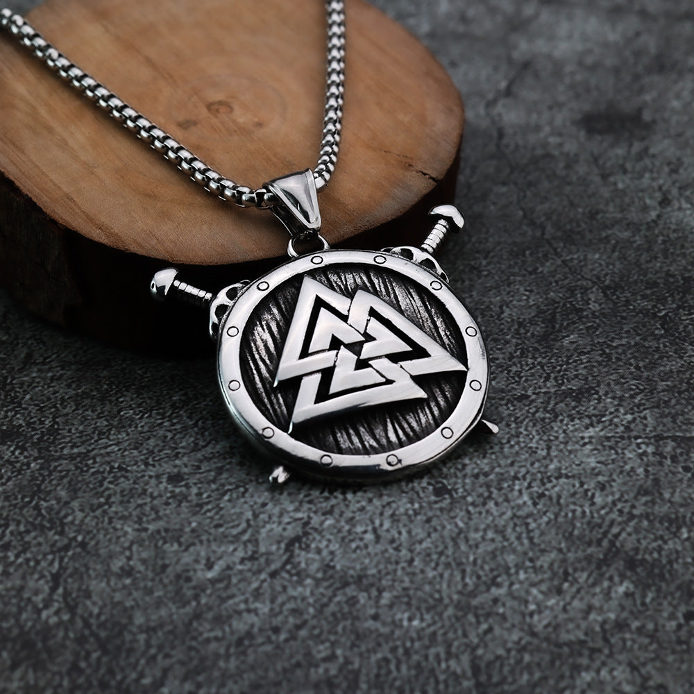 Nordic Viking Pendant Spartan Warrior Shield Necklace Jewelry