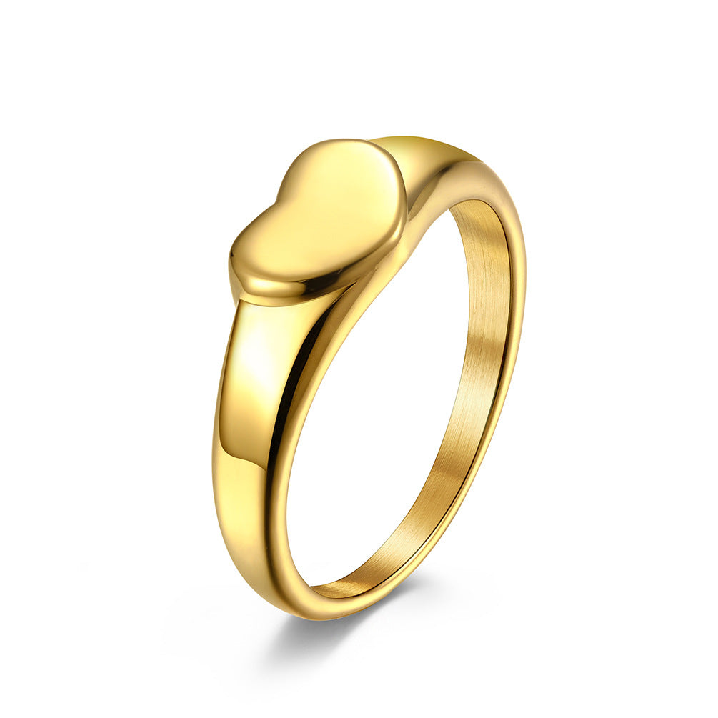 Planderful Heart Shaped Ring For Women Gold Plated Titanium Steel Durable Everyday Jewelry