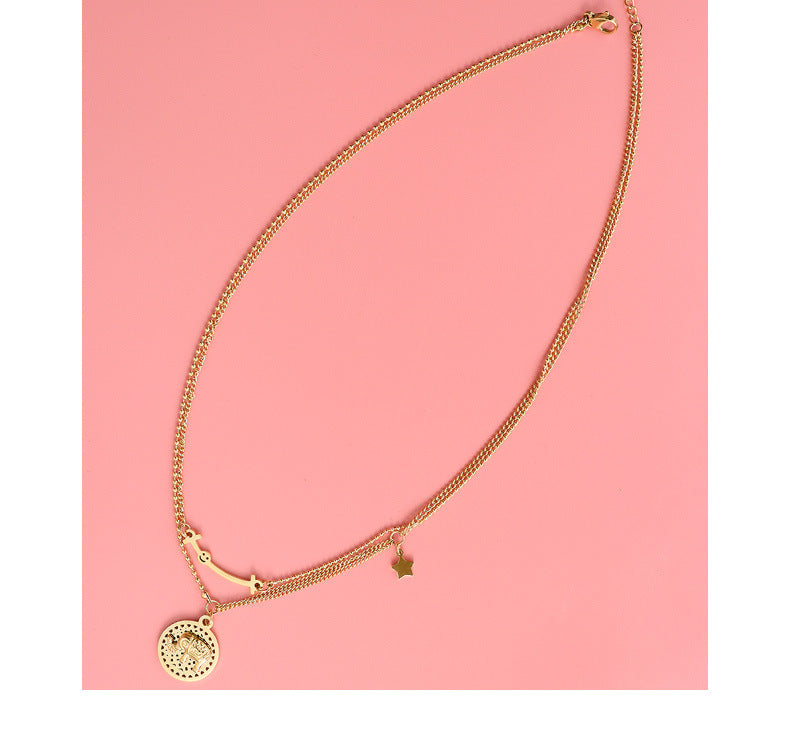 Mood-Boosting Titanium Elephant Pendant Necklace with Double Layered Chain