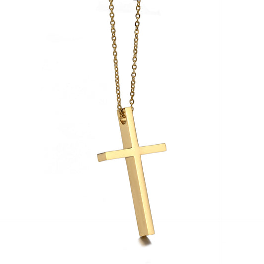 Planderful Everyday Genie Cross Pendant Necklace For Men Stainless Steel Hip Hop Style Bold Gift