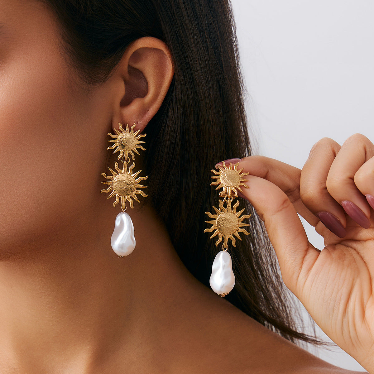 Planderful Vienna Verve Sunflower Fringe Earrings Bold Statement Pearl Leaf For Vintage Lovers