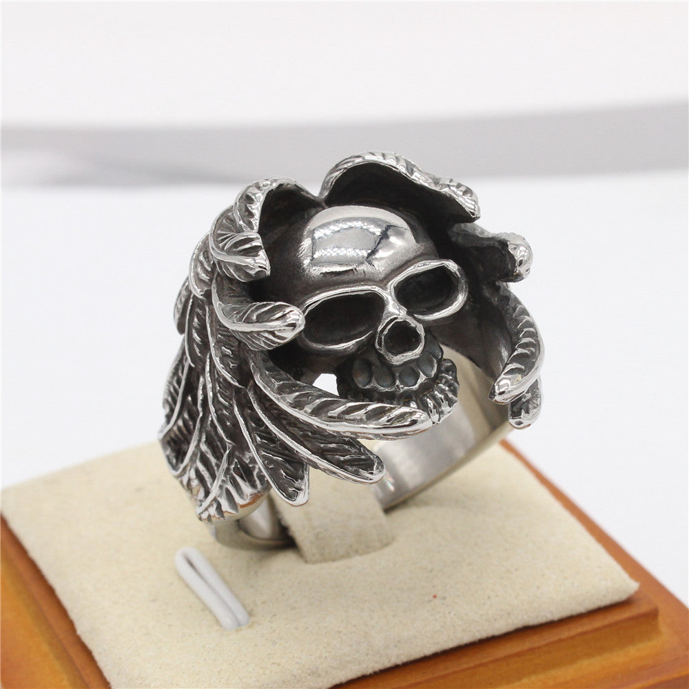 Winged Skull Titanium Steel Ring