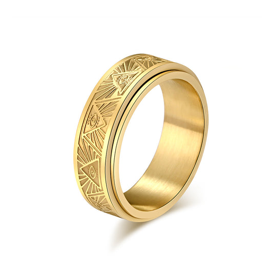 Eye of Horus Ring Stainless Steel Rotating Anxiety Relief Jewelry Planderful for Egyptology Fans