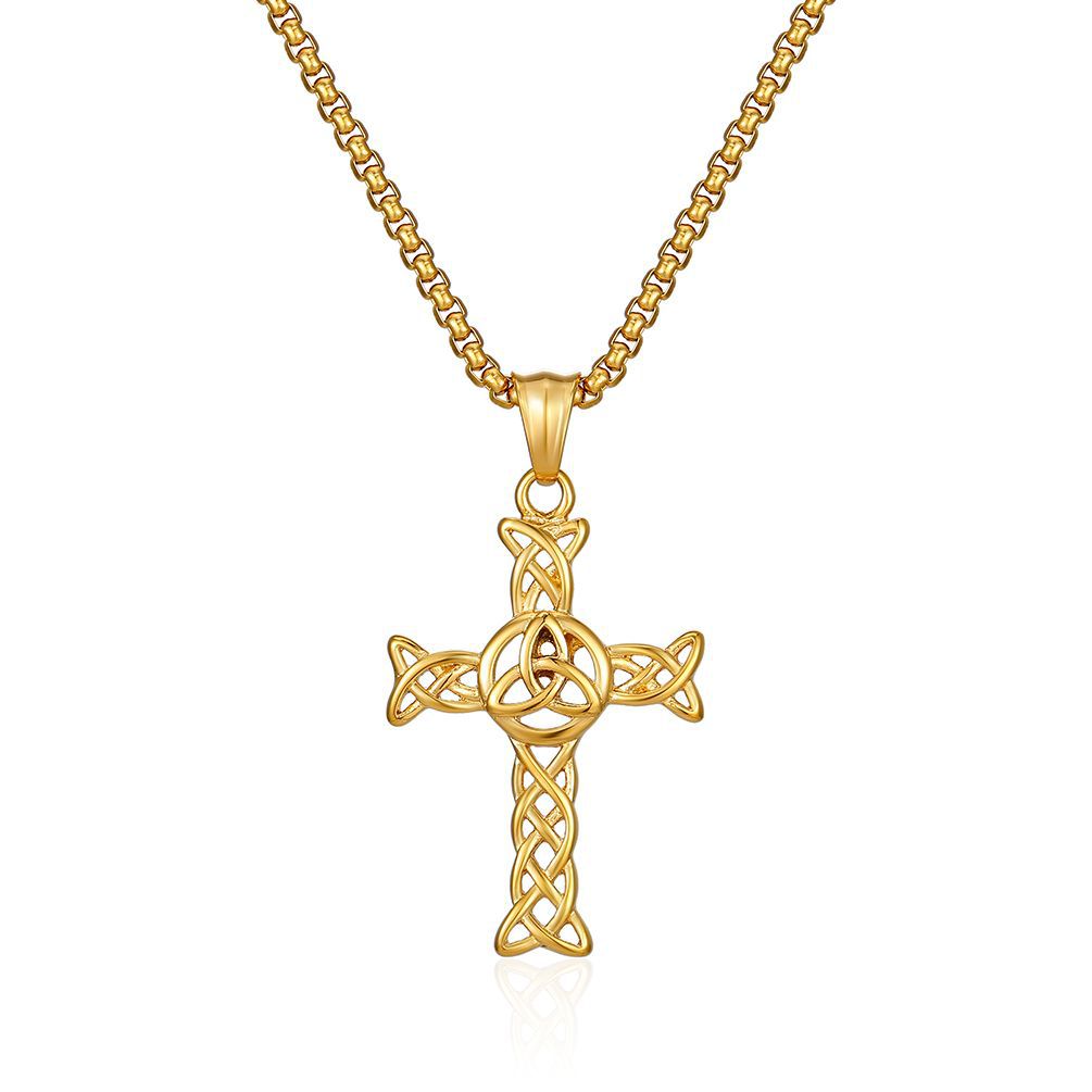 Steel Necklace – Elegant Celtic Cross by Planderful