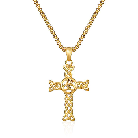 Planderful Celtic Cross Necklace Eternal Knot Non Fading Titanium Steel For Vintage Nordic Culture Lovers Unisex Gift