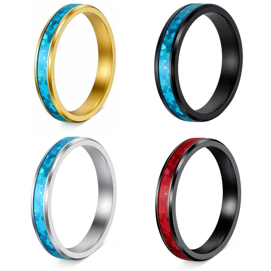 Blue Opal Rotatable Ring Stainless Steel Unisex Protection Symbol By Planderful Everyday Genie Jewelry