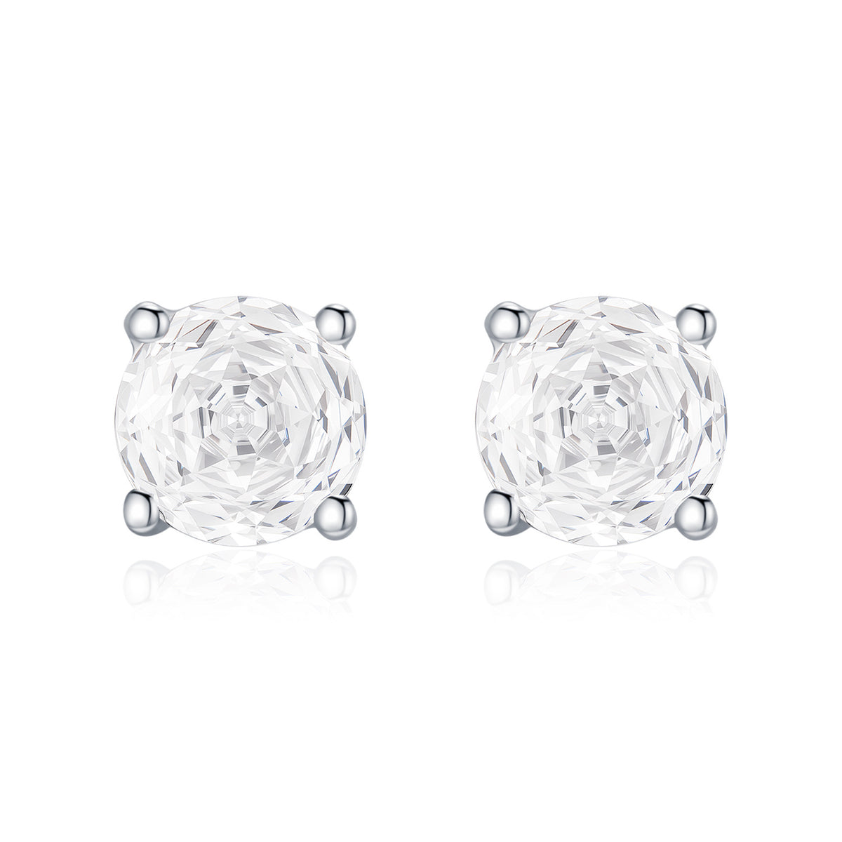 925 Sterling Silver Rose-Cut Zircon Stud Earrings
