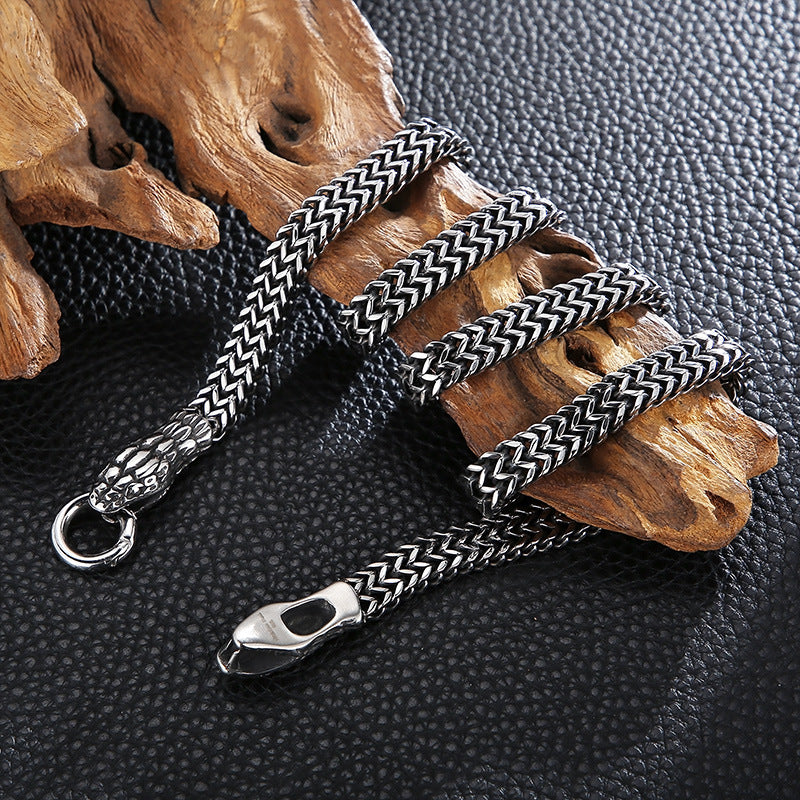 Bold Retro Snake Design Titanium Steel Necklace for Men