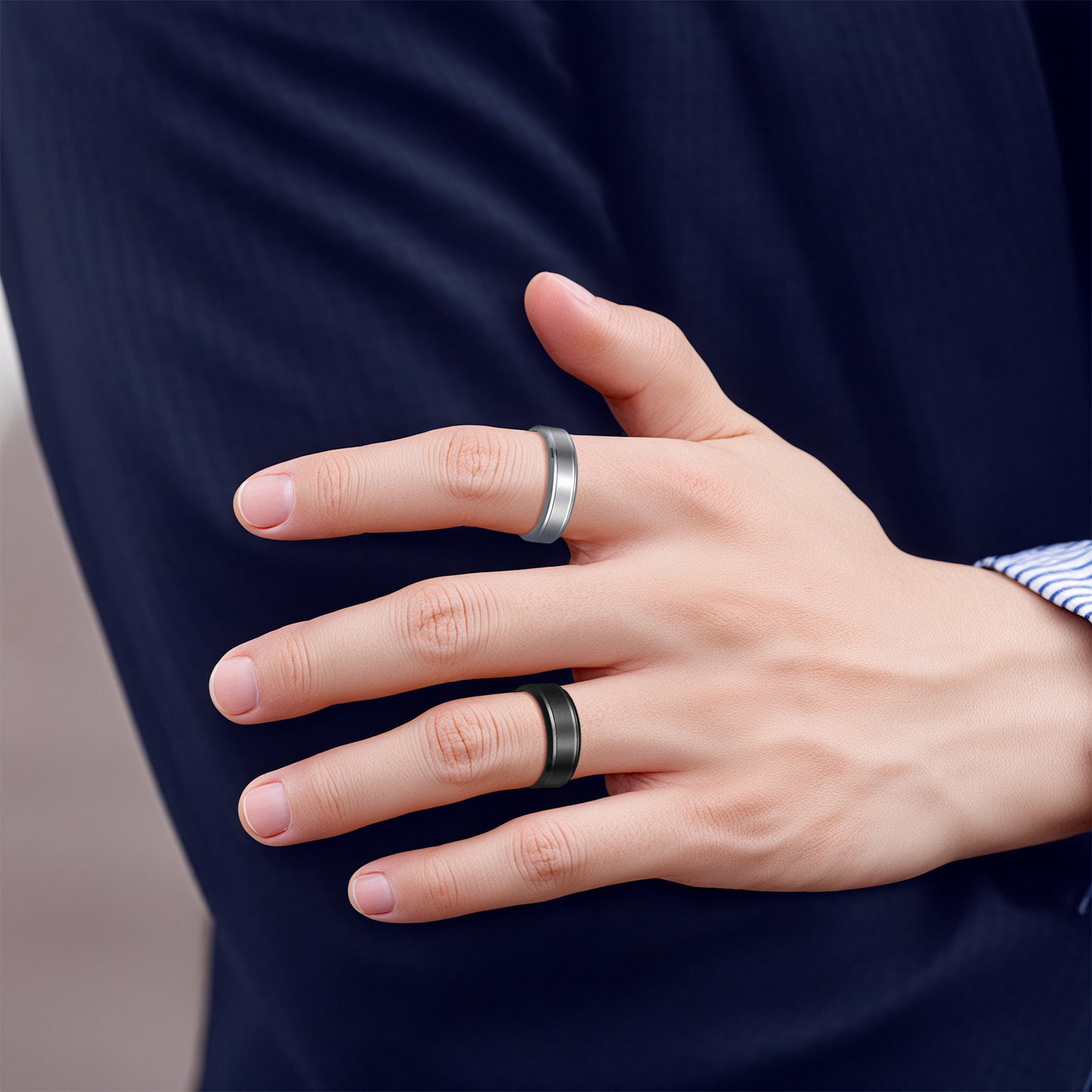 Planderful Everyday Genie Stainless Steel Ring 8 6mm Wide Minimalist Double Bevel For Men With Unisex Protection