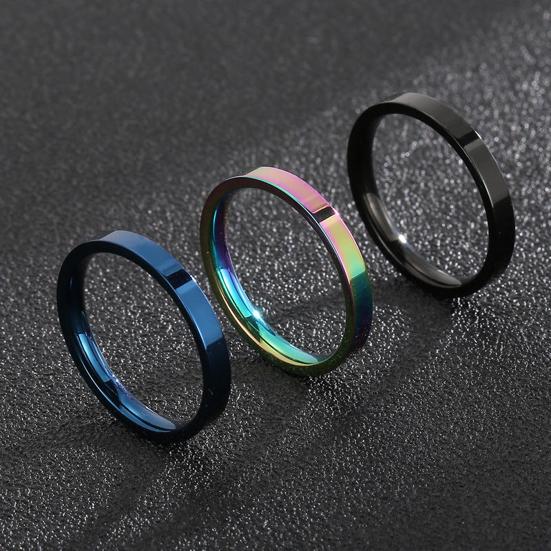 Stainless Steel Aperture Ring, Rock Hip-Hop Style 3mm Titanium Steel Men's Arc Ring