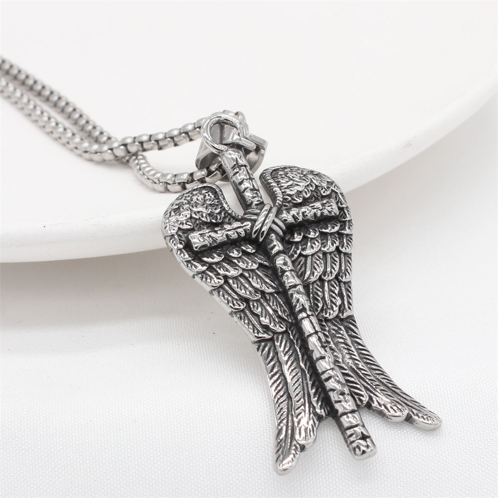 Planderful Everyday Genie – Foreign Trade Jewelry Wholesale Cross Feather Pendant for Men