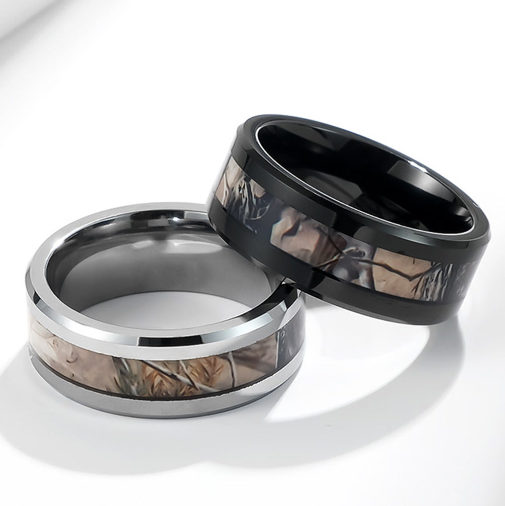 Tungsten Steel Inlaid Camouflage Men's Ring Jewelry