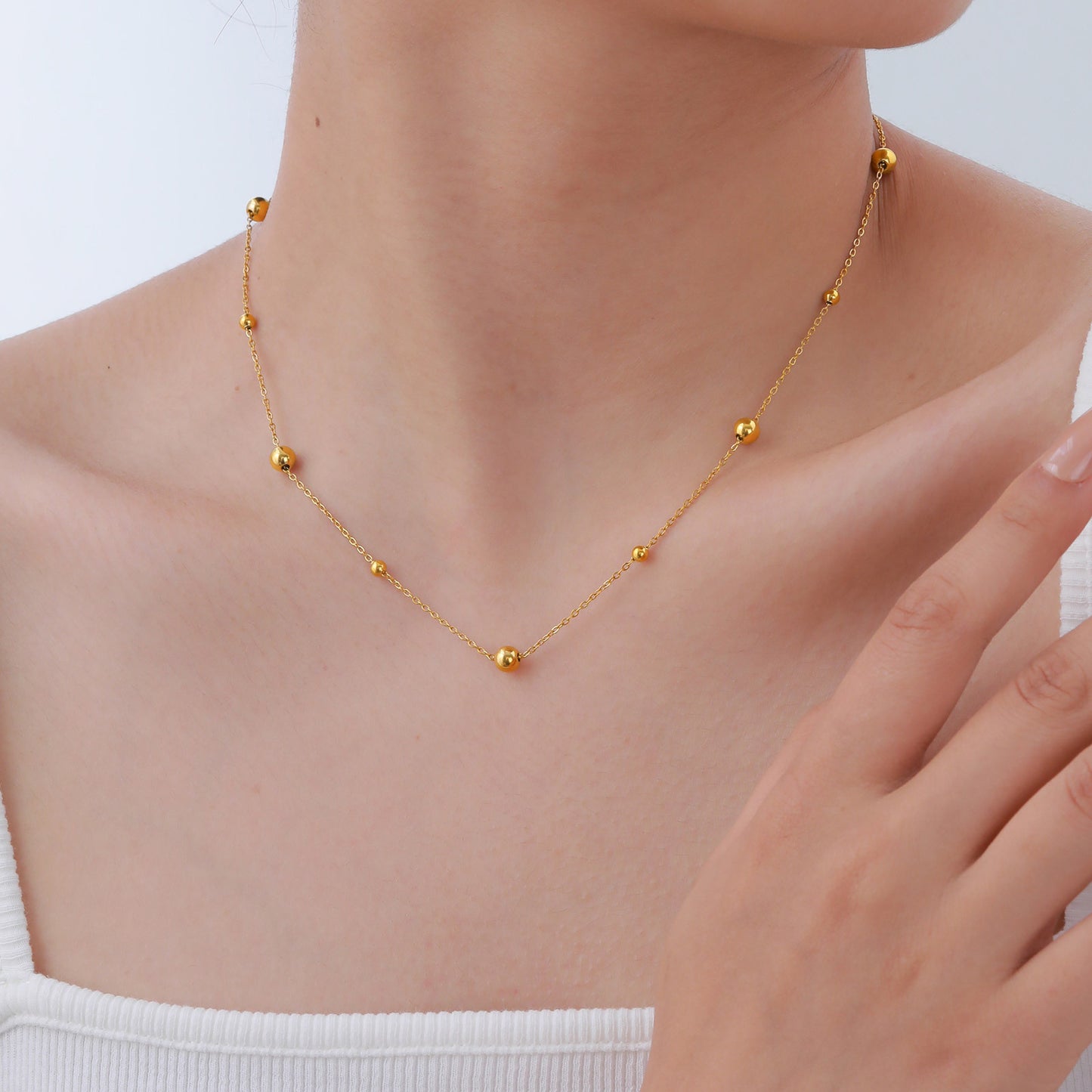 Stainless Steel Flat Cross Chain – Steel Ball Gold Necklace Women