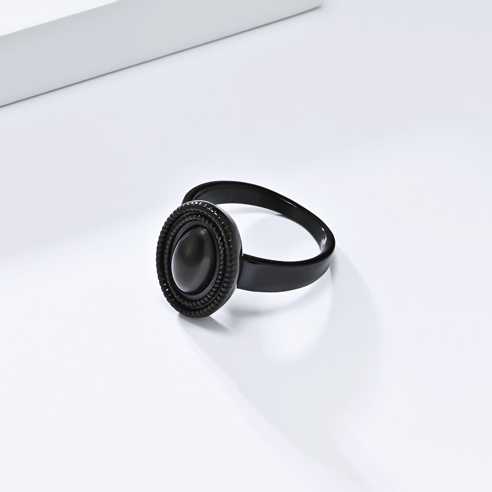 Planderful Titanium Ring For Women Twist Edge Mirror Oval Personalized Jewelry High Fashion
