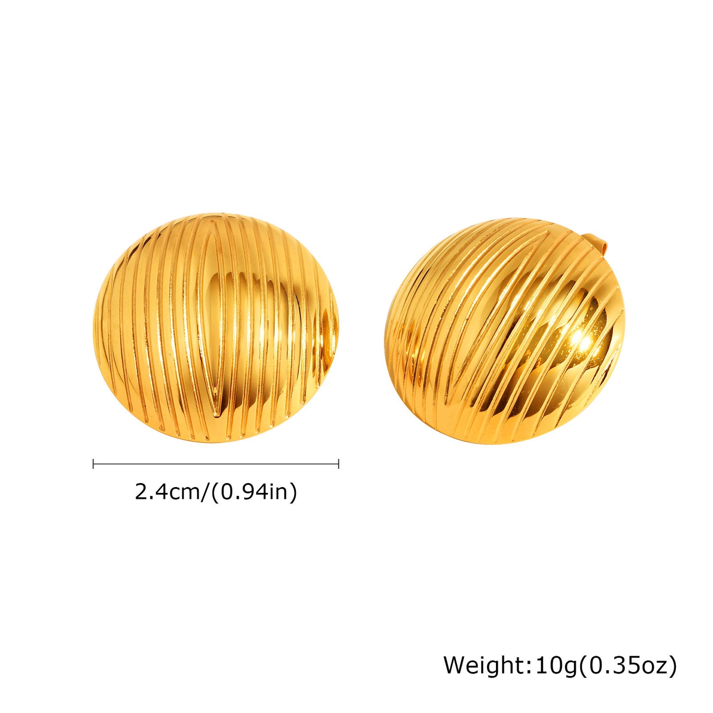 Jewelry Stainless Steel Striped Stud Earrings Pleated Fashion