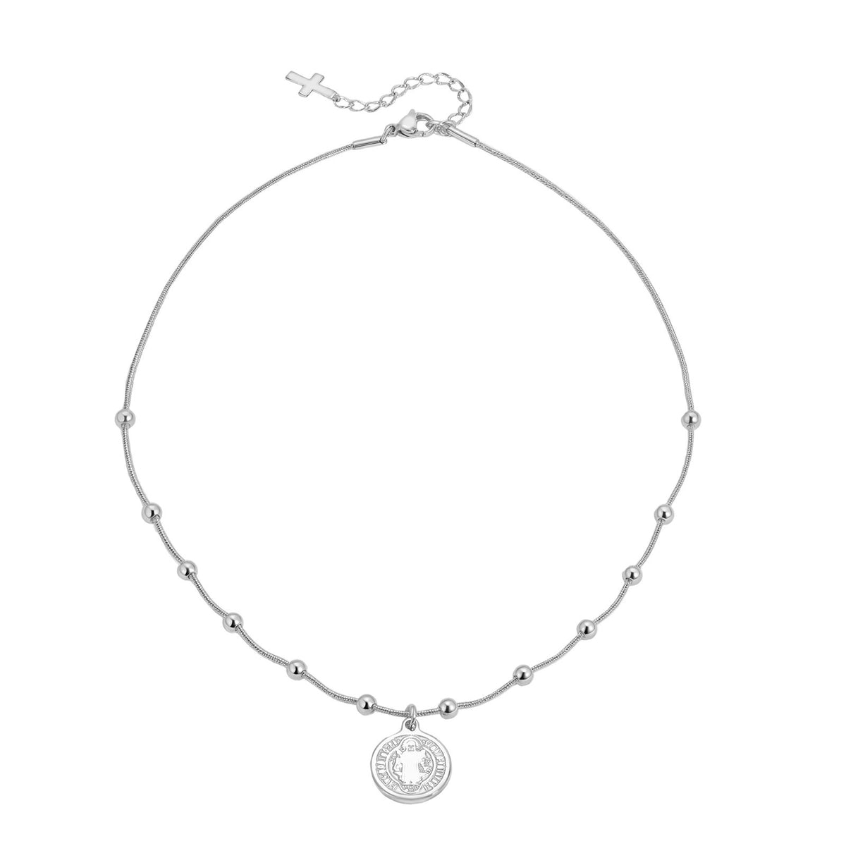 Stainless Steel Geometric Bead-Separated Snake Chain Necklace