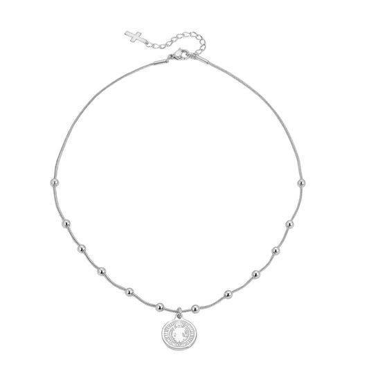Stainless Steel Geometric Bead-Separated Snake Chain Necklace