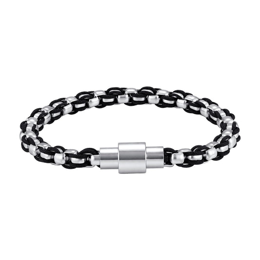 Pearl Braided Stainless Steel Bracelet for Men