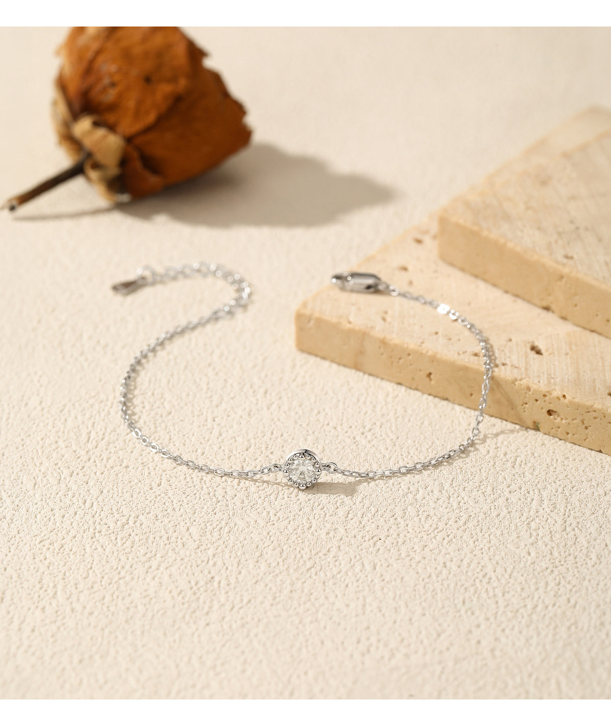 925 Sterling Silver Round Moissanite Bracelet