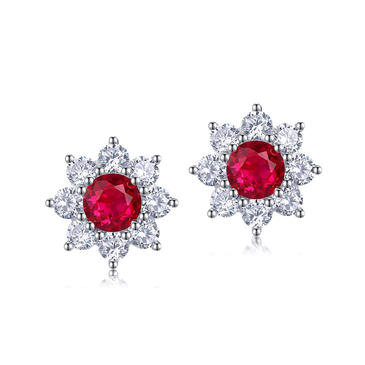 S925 Sterling Silver Lab-Grown Gemstone Sunflower Stud Earrings
