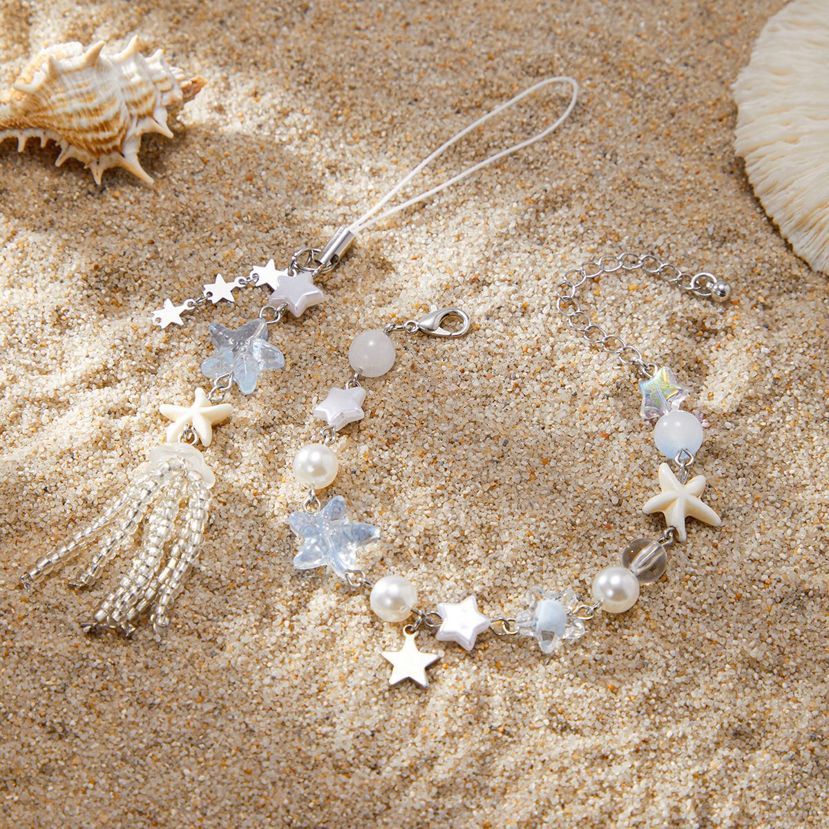 Planderful Vienna Verve Sea Star Beaded Bracelet With Fringed Imitation Pearl Pendant For Vacation Style
