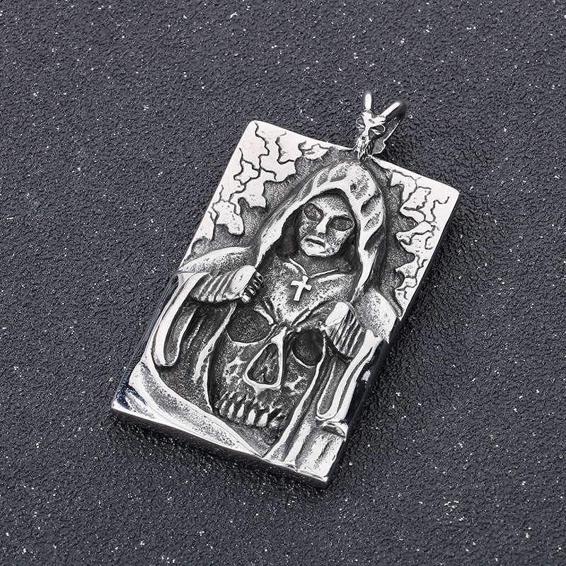 Evil Ghost Pendant, Retro Devil's Claw Masked Muse Skull Titanium Steel Pendant Necklace