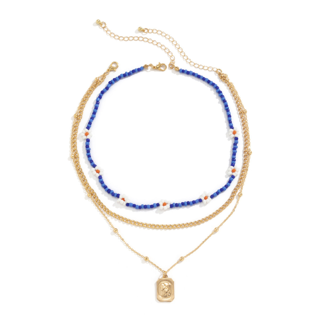Planderful Vienna Verve Necklace Daisy Mix Portrait Retro Bead Chain For Women Statement Jewelry