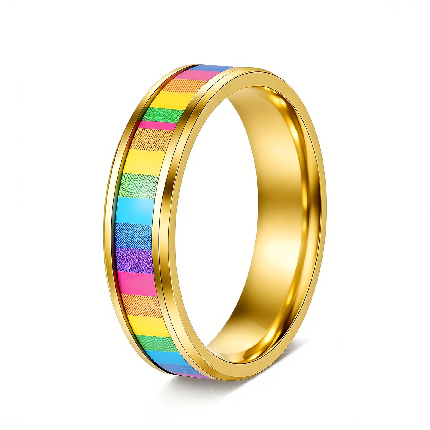 Planderful Everyday Genie Titanium Steel Ring Rainbow Color Unisex Couple Gift For Him And Her