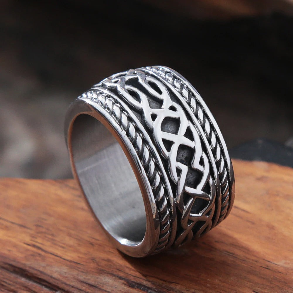 Planderful Titanium Steel Ring For Men Celtic Dragon Pattern Durable Everyday Genie Statement